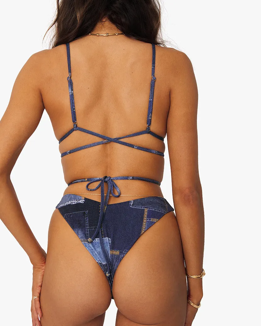 Dark Wash Denim Patchwork Cooper Top & Delilah Bottom by We Wore What