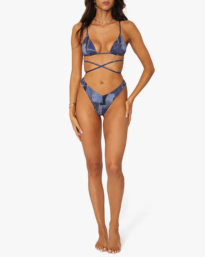 Dark Wash Denim Patchwork Cooper Top & Delilah Bottom by We Wore What