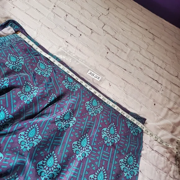 Darn Good Yarn Sari Silk Skirt Wrap One-size Multicolor Tie Front A-line Full