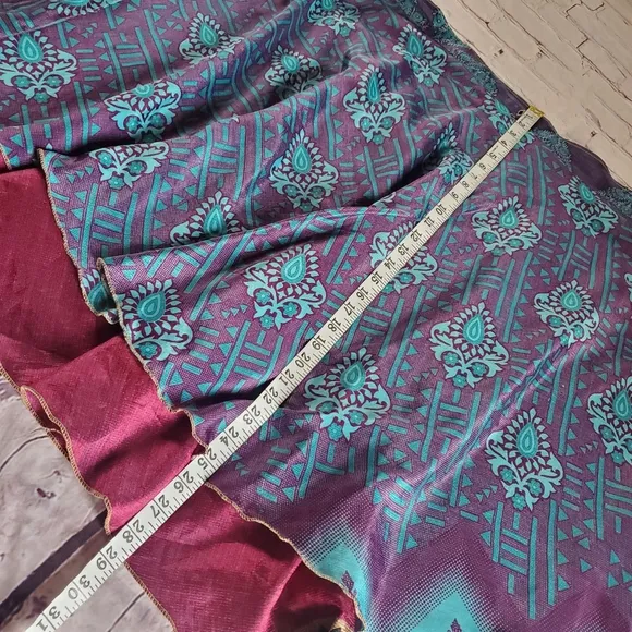 Darn Good Yarn Sari Silk Skirt Wrap One-size Multicolor Tie Front A-line Full