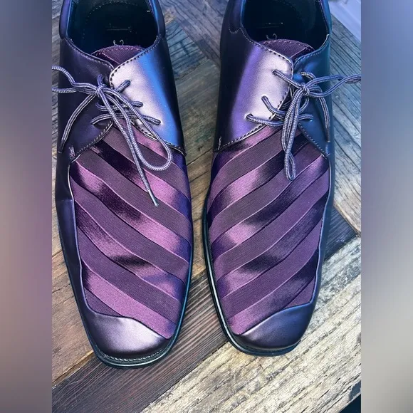 Den Zel Collection Boys Plum/Purple Lace-up Dress Shoe (MB1)