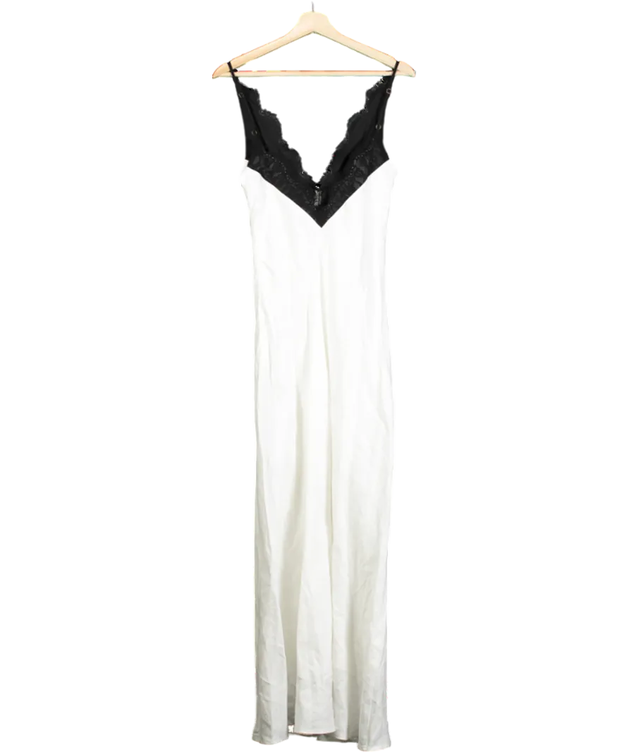 DISSH White And Black Hazel Lace & Linen Maxi Dress UK 8