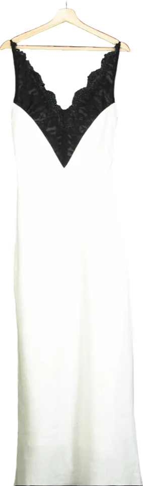 DISSH White And Black Hazel Lace & Linen Maxi Dress UK 8