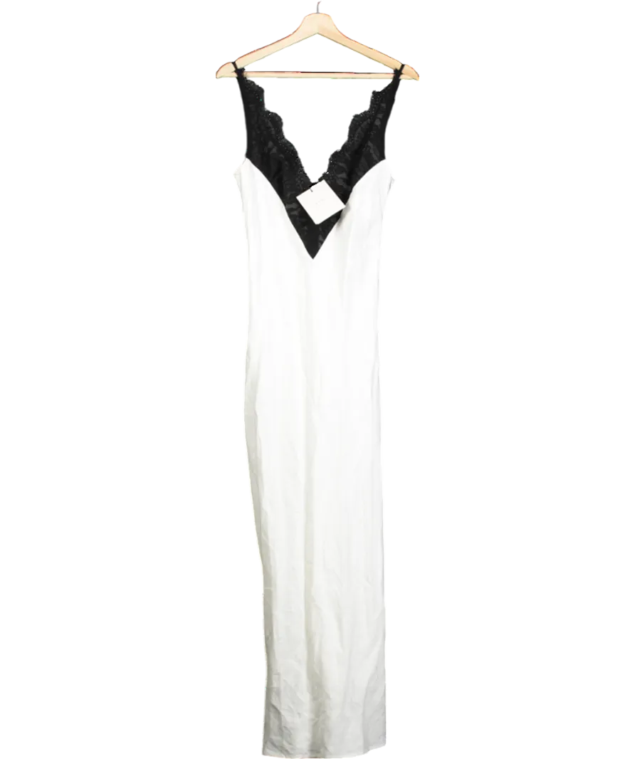 DISSH White And Black Hazel Lace & Linen Maxi Dress UK 8