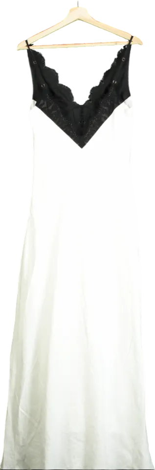 DISSH White And Black Hazel Lace & Linen Maxi Dress UK 8