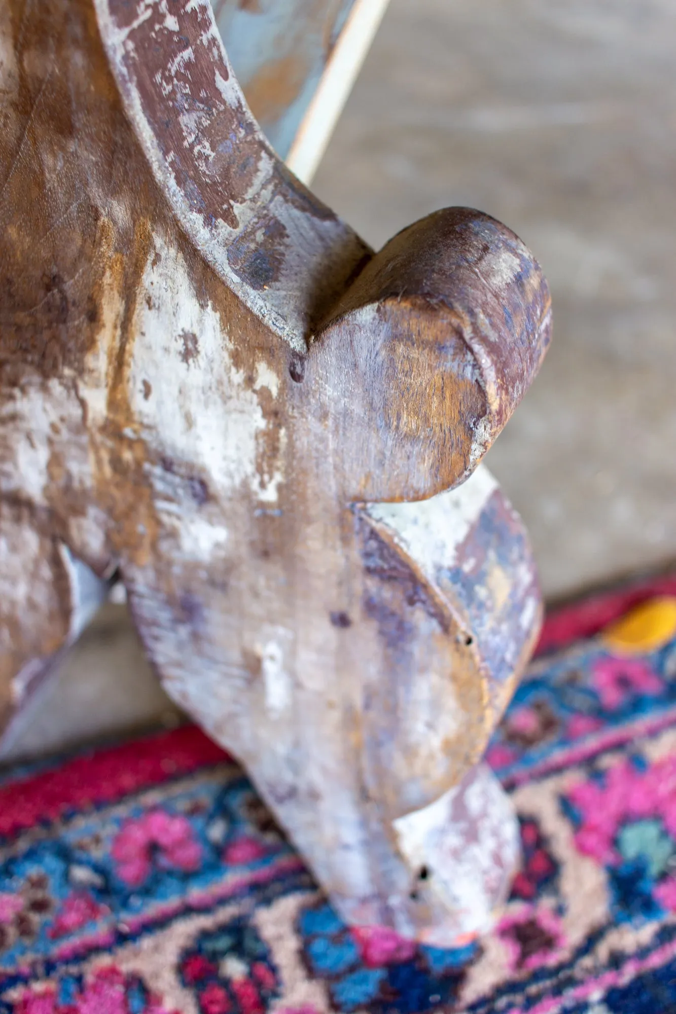 Distressed Finish Antique Swedish Wood Bench found in France