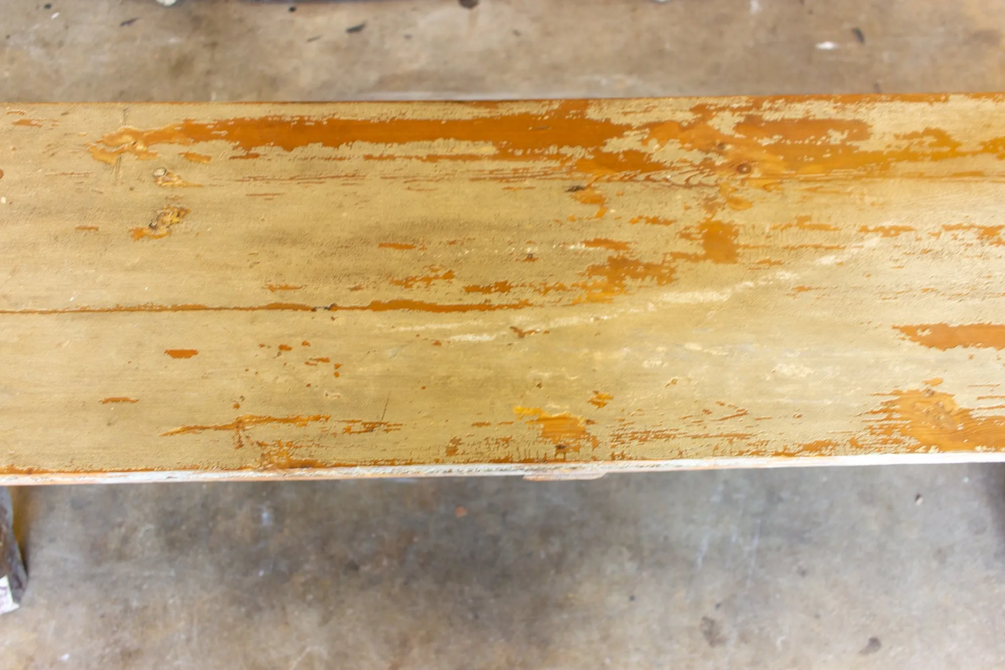 Distressed Finish Antique Swedish Wood Bench found in France