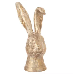 Distressed Gold Leaf Rabbit Bust - 10.75"