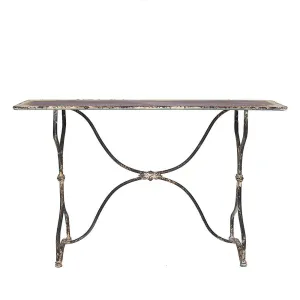 Distressed Metal Console Table in Black & White Finish