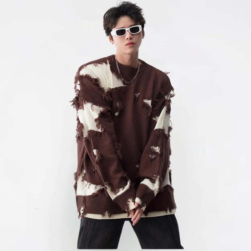 Distressed Patchwork Star Sweater