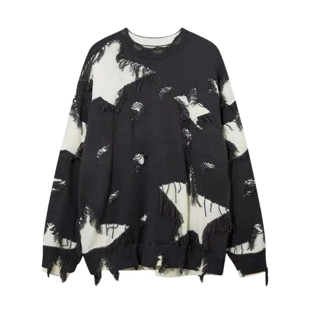 Distressed Patchwork Star Sweater