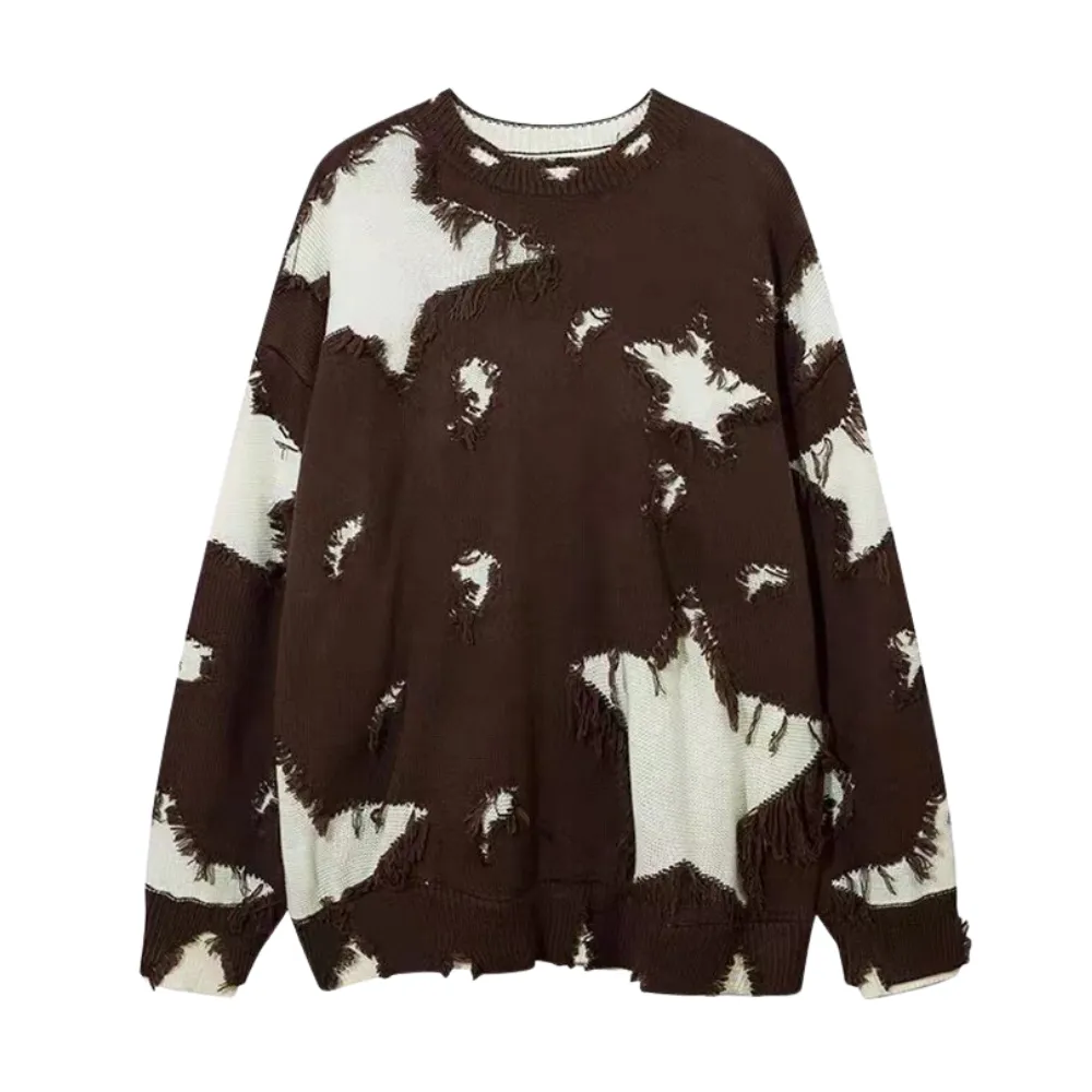 Distressed Patchwork Star Sweater