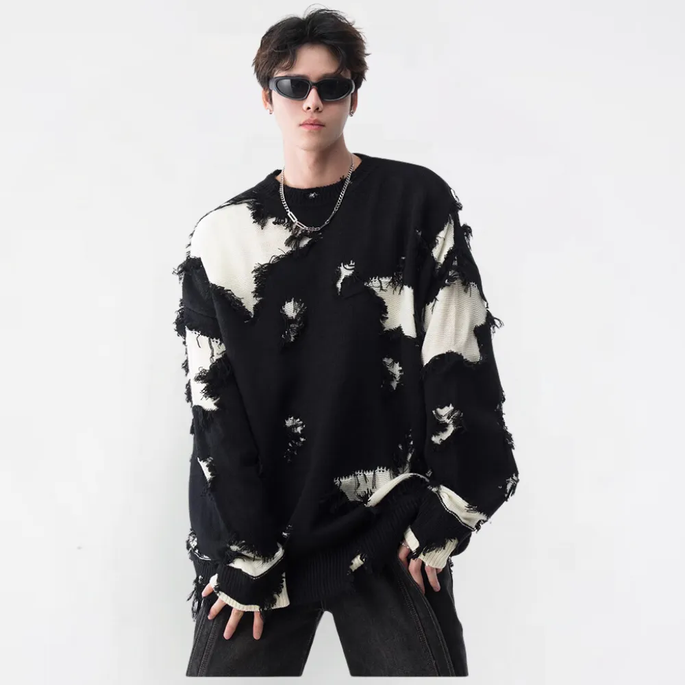 Distressed Patchwork Star Sweater