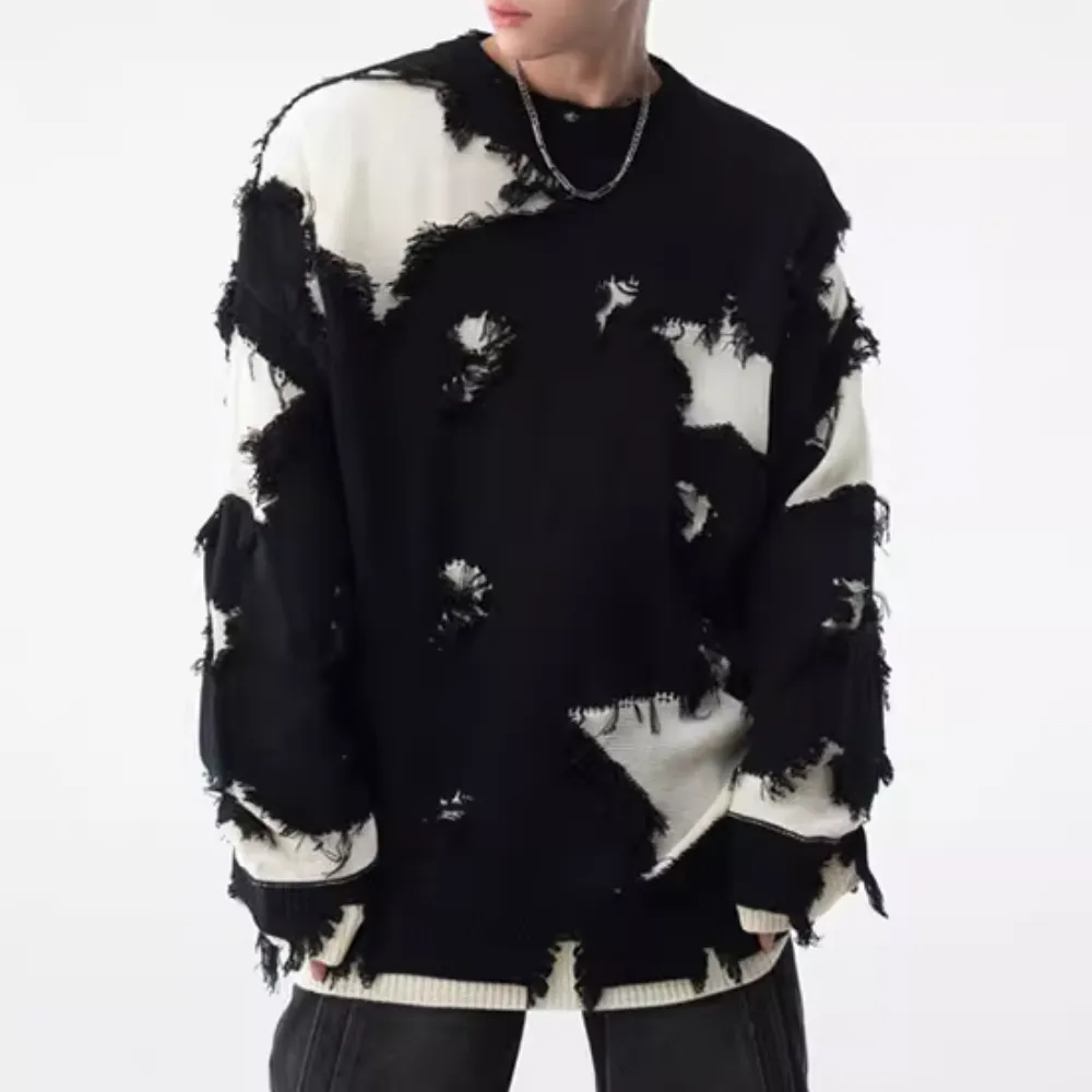 Distressed Patchwork Star Sweater