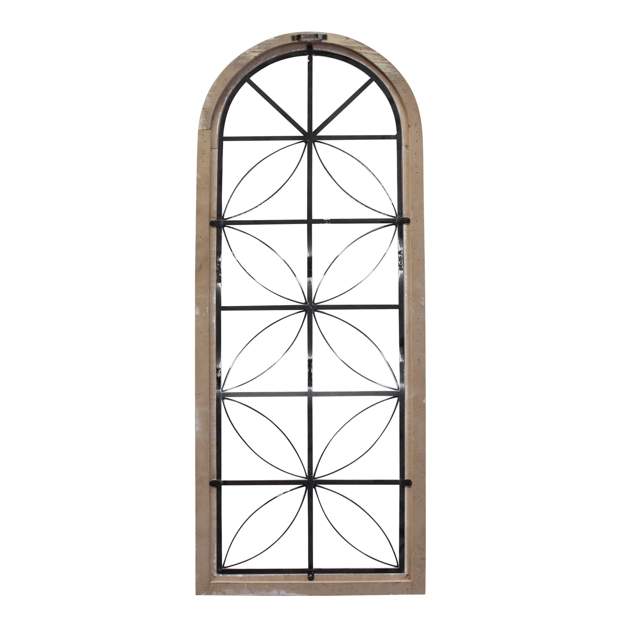 Distressed White Metal &amp; Wood Window Panel