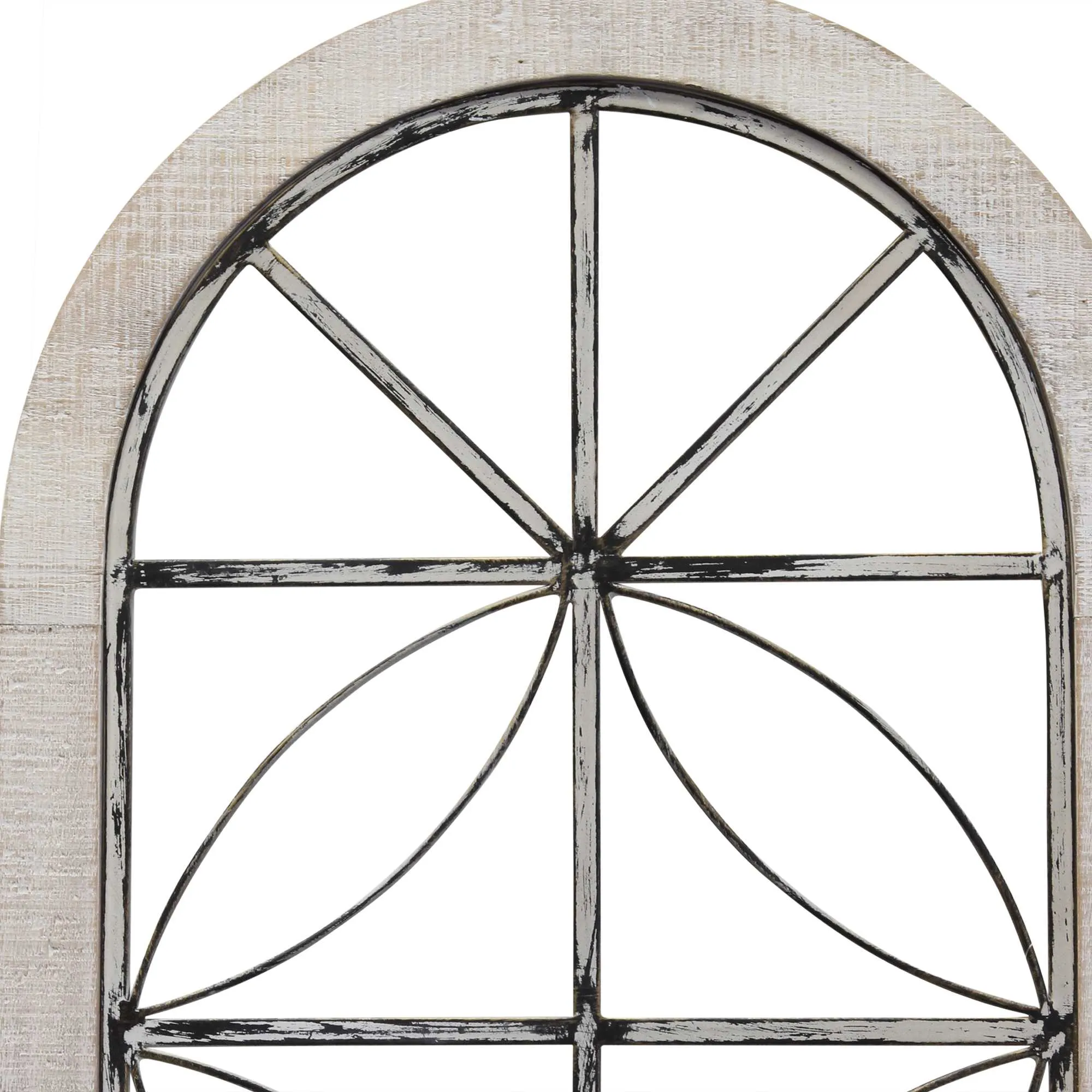 Distressed White Metal &amp; Wood Window Panel