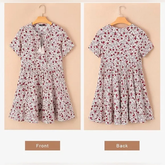 Dokotoo NWT Womens Summer Casual Boho Floral Dresses V Neck Short Sleeve
