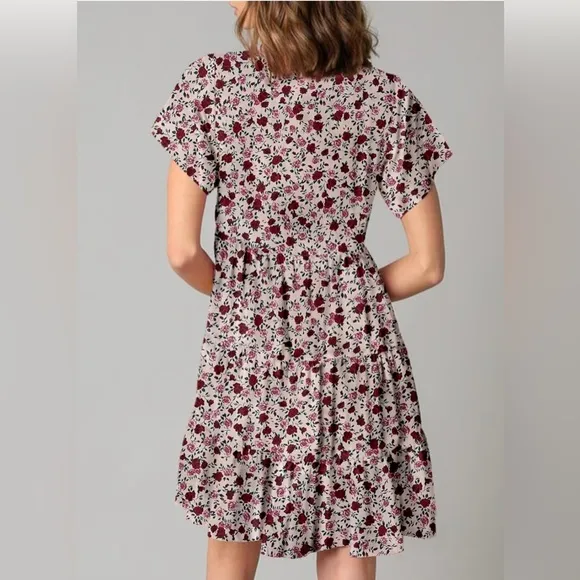 Dokotoo NWT Womens Summer Casual Boho Floral Dresses V Neck Short Sleeve