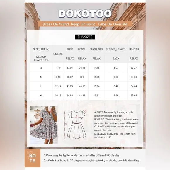 Dokotoo NWT Womens Summer Casual Boho Floral Dresses V Neck Short Sleeve