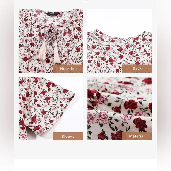 Dokotoo NWT Womens Summer Casual Boho Floral Dresses V Neck Short Sleeve