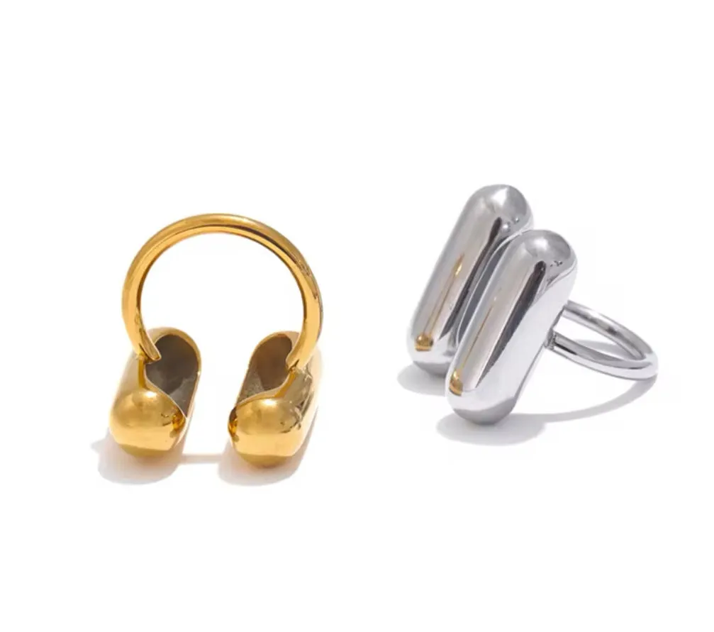 Double Pill Stainless Steel Ring