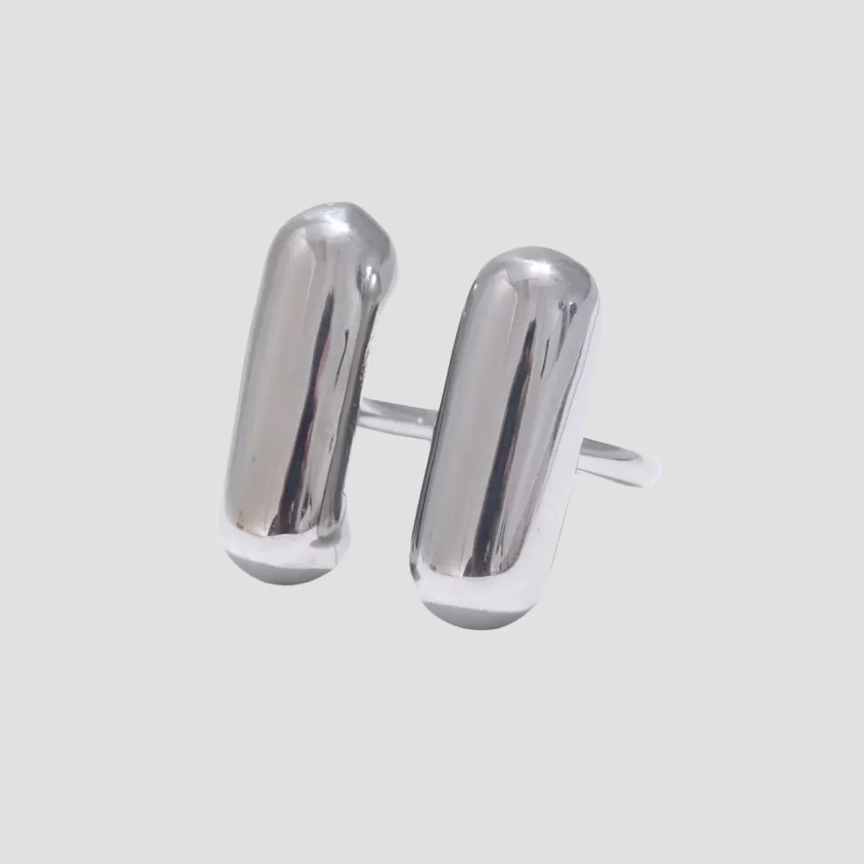 Double Pill Stainless Steel Ring