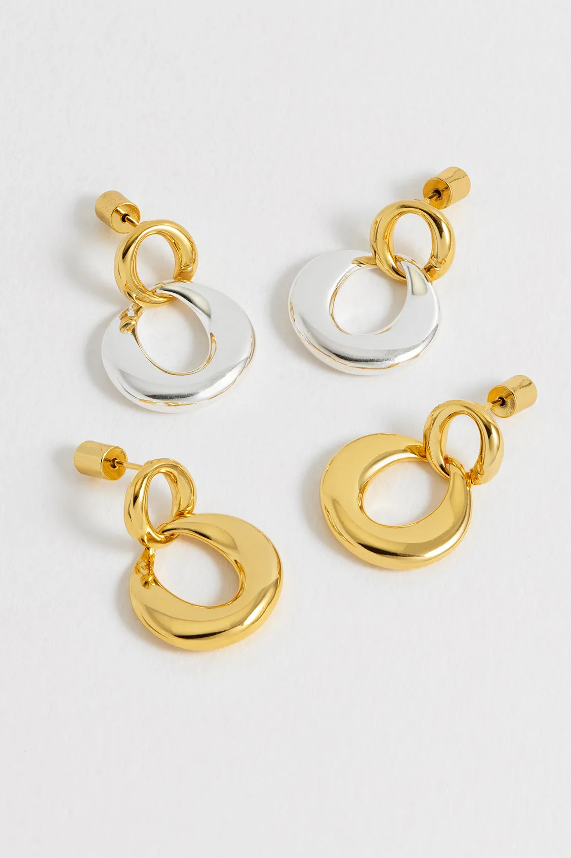 Double Round Link Earrings
