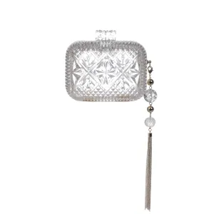 Douglaspoon Hand Carved Clutch Bag Vintage Clear With Gold Tone