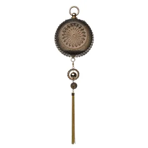 Douglaspoon Hand Carved Sphere Clutch Bag  Dark Grey With Gold Tone