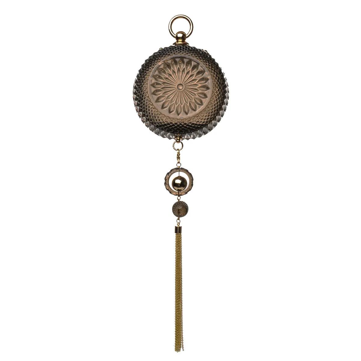 Douglaspoon Hand Carved Sphere Clutch Bag  Dark Grey With Gold Tone