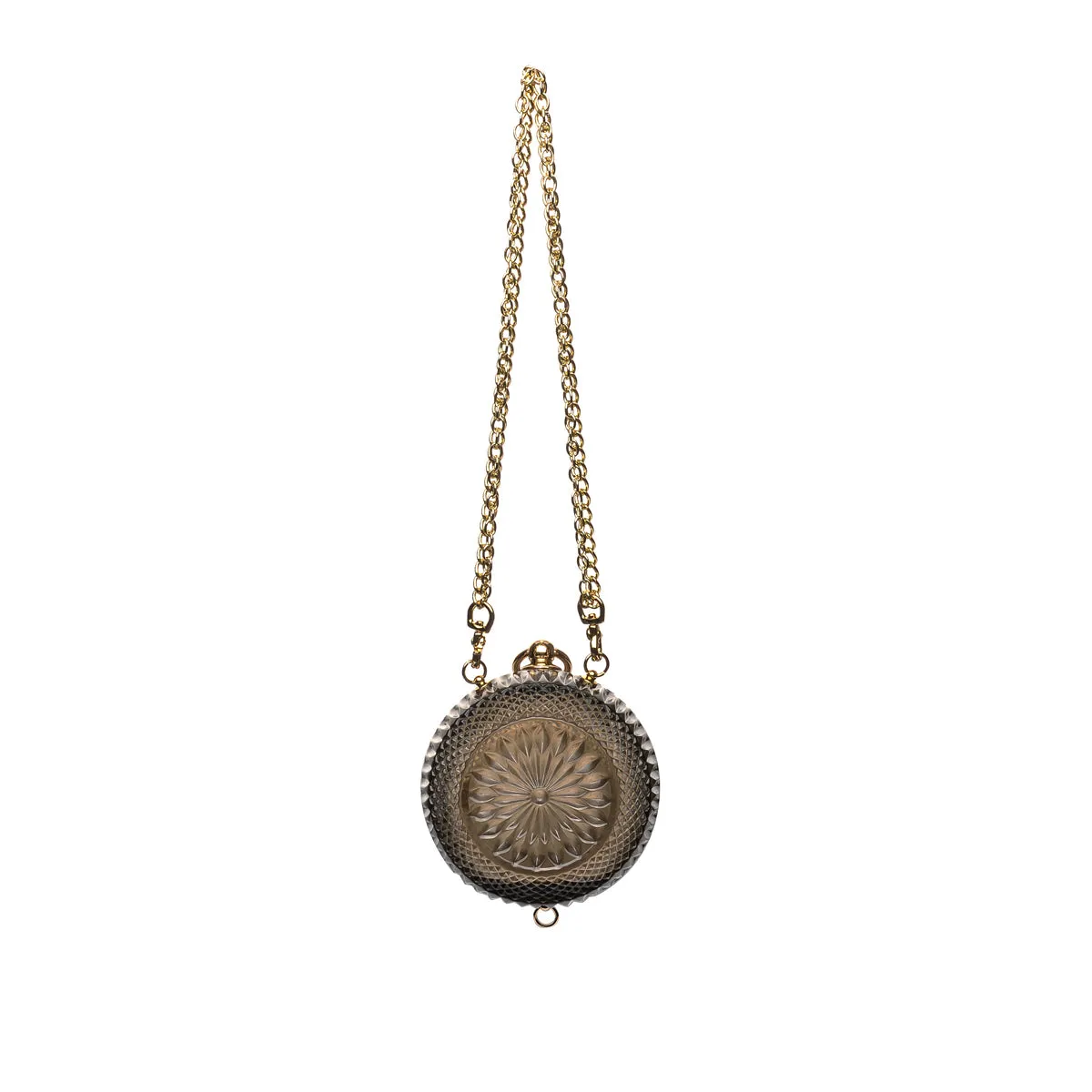 Douglaspoon Hand Carved Sphere Clutch Bag  Dark Grey With Gold Tone