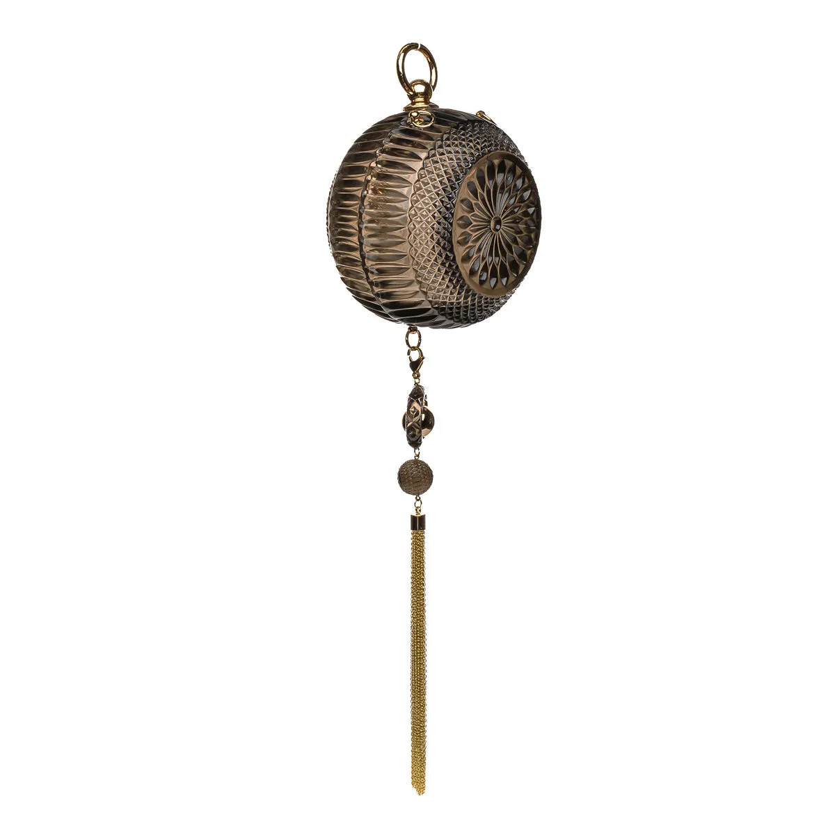 Douglaspoon Hand Carved Sphere Clutch Bag  Dark Grey With Gold Tone