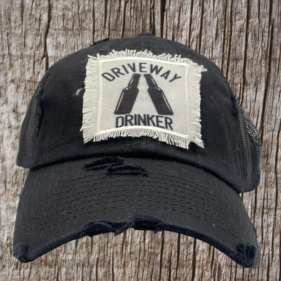 Driveway Drinker-vintage, distressed, hat handmade patch