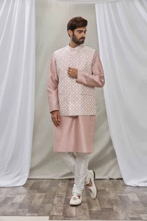 Dusty Pink raw silk jacket set
