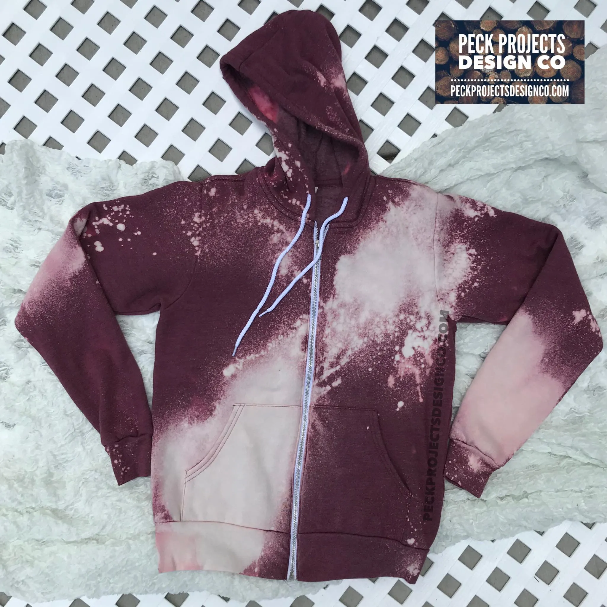 Dusty Plum Distressed Zipper Hoodie