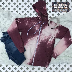 Dusty Plum Distressed Zipper Hoodie
