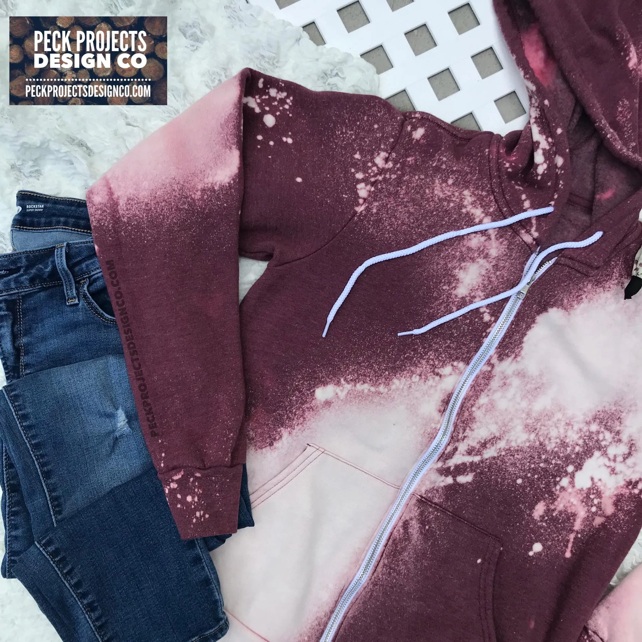 Dusty Plum Distressed Zipper Hoodie