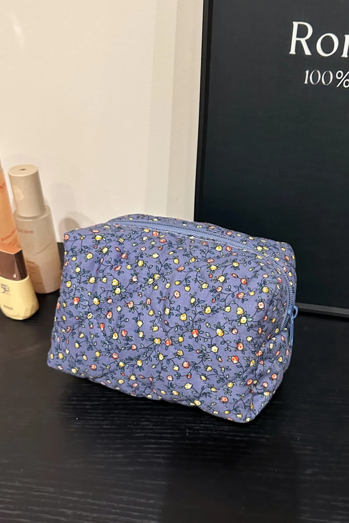 Elegant Floral Quilted Clutch with Plaid Lining