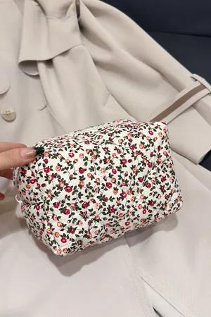 Elegant Floral Quilted Clutch with Plaid Lining
