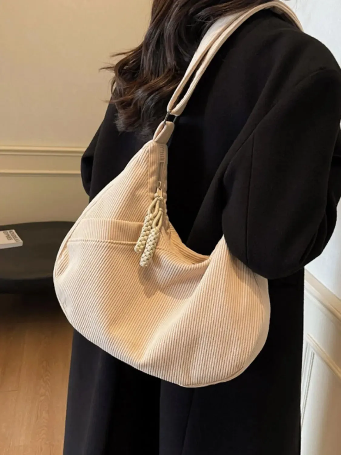 'Ellie' Corduroy Ribbed Shoulder Bag