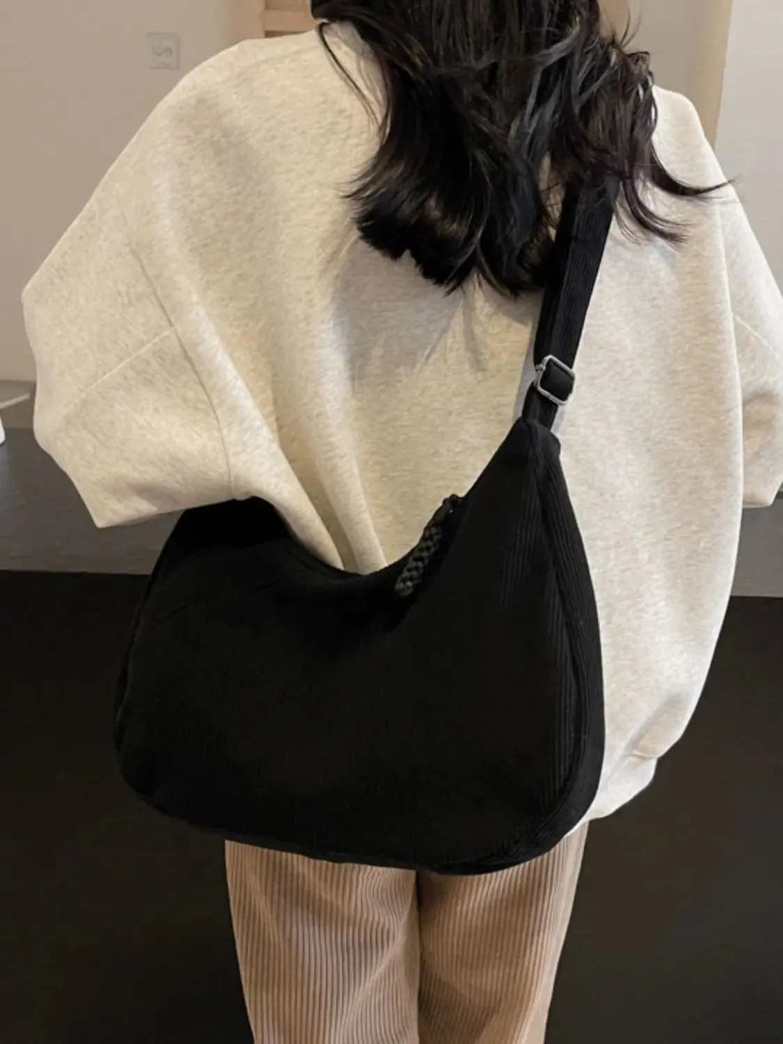 'Ellie' Corduroy Ribbed Shoulder Bag