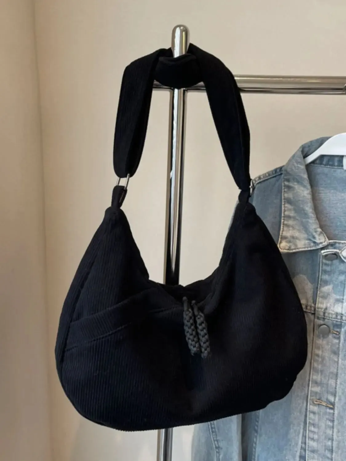 'Ellie' Corduroy Ribbed Shoulder Bag