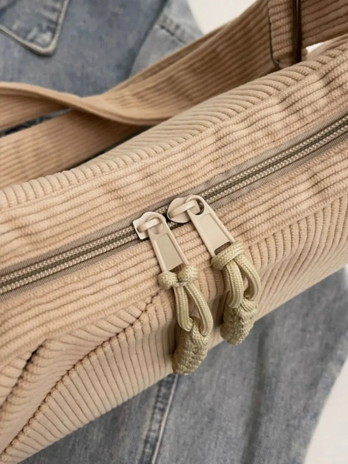 'Ellie' Corduroy Ribbed Shoulder Bag