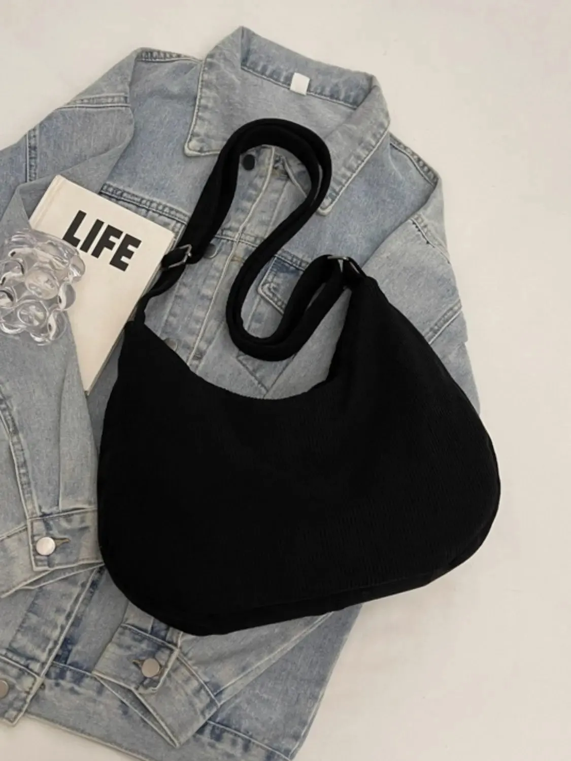 'Ellie' Corduroy Ribbed Shoulder Bag