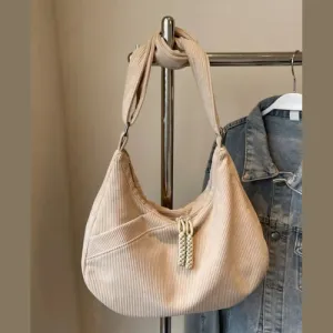 'Ellie' Corduroy Ribbed Shoulder Bag