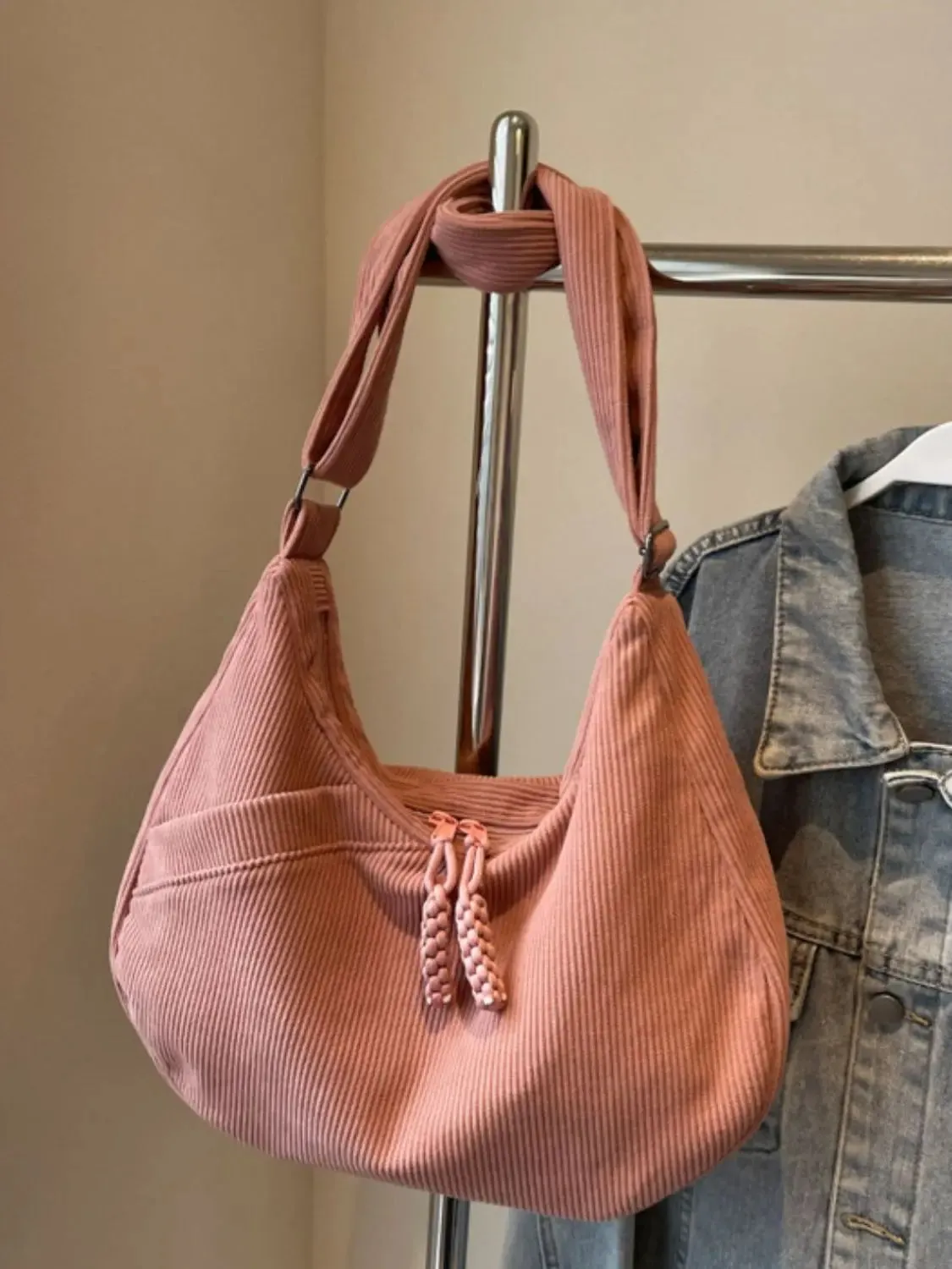'Ellie' Corduroy Ribbed Shoulder Bag