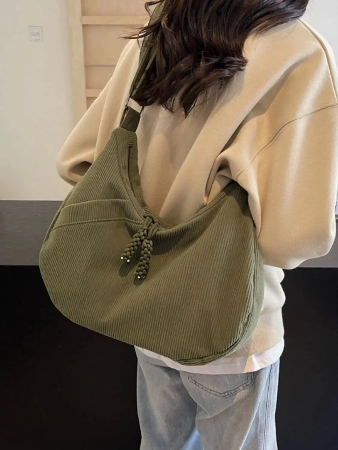 'Ellie' Corduroy Ribbed Shoulder Bag