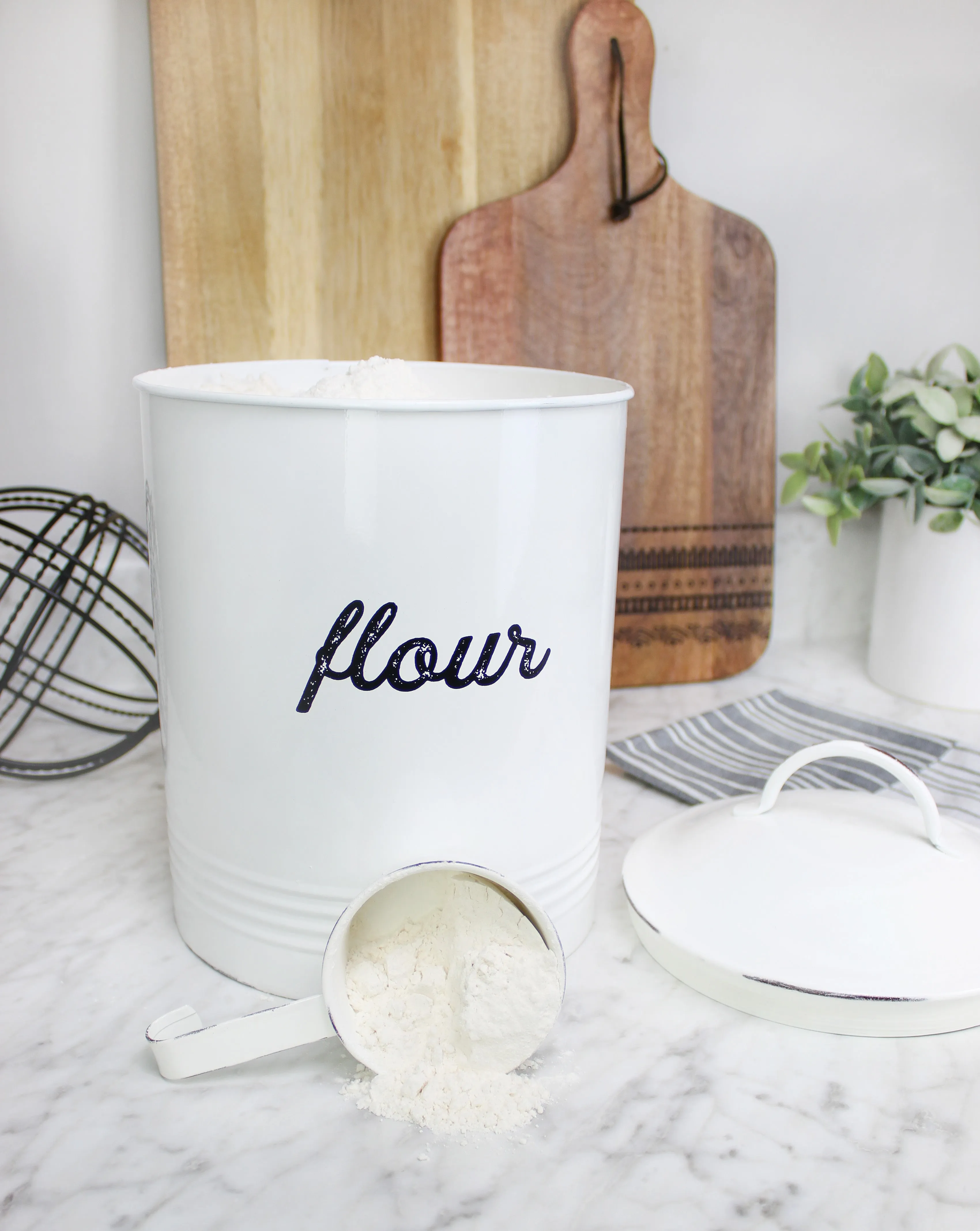 Enamelware White Flour Canister (Case of 4)