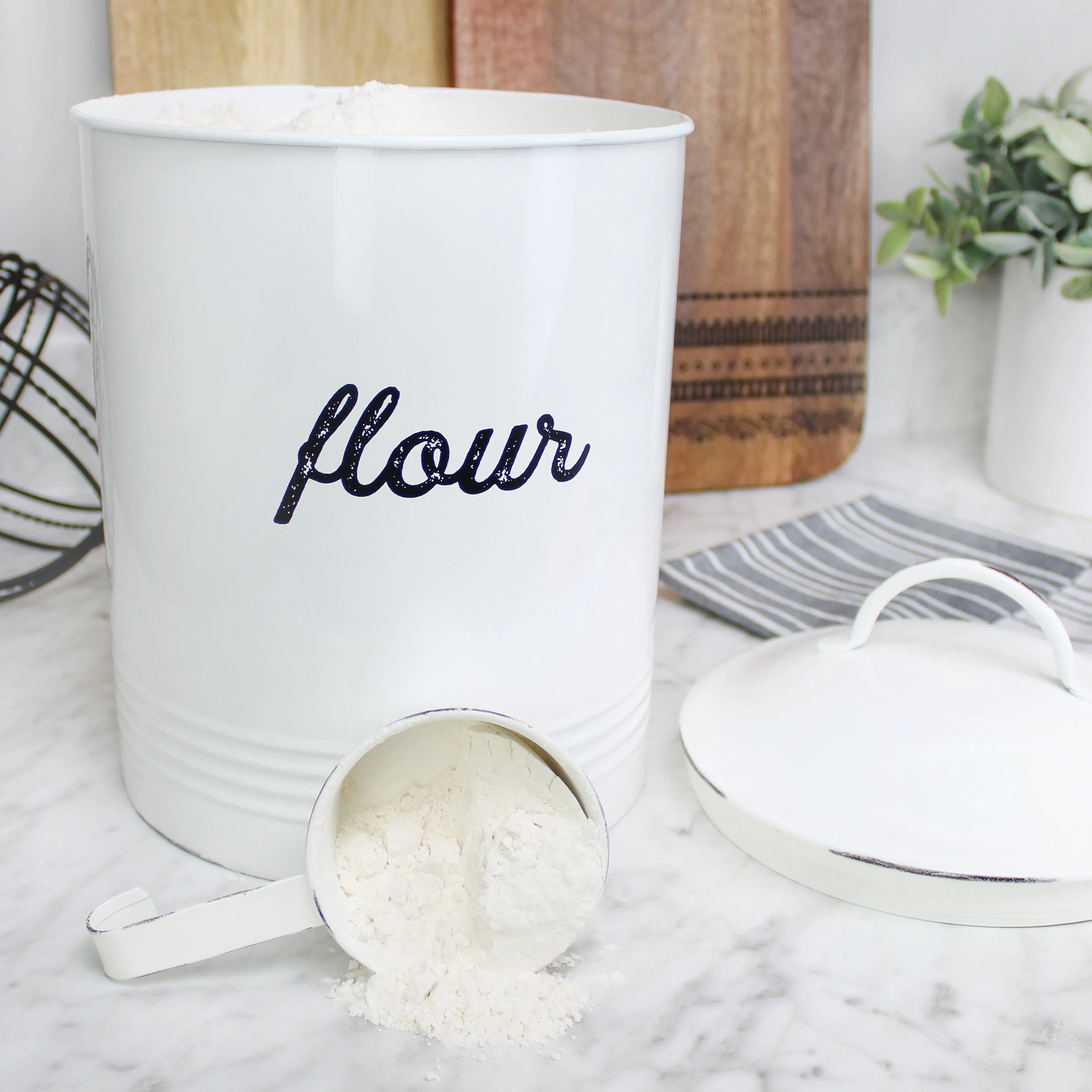 Enamelware White Flour Canister (Case of 4)