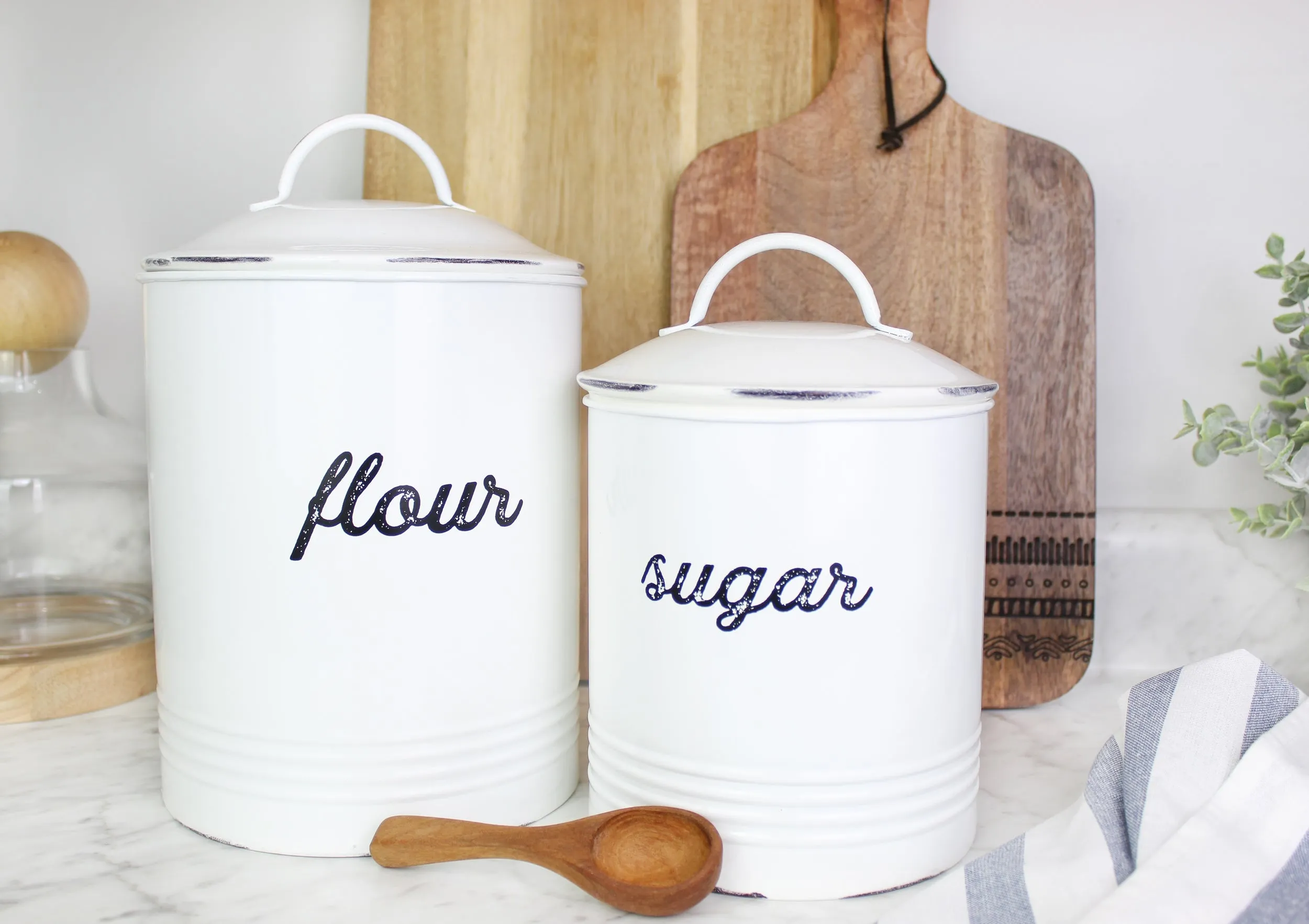 Enamelware White Flour Canister (Case of 4)